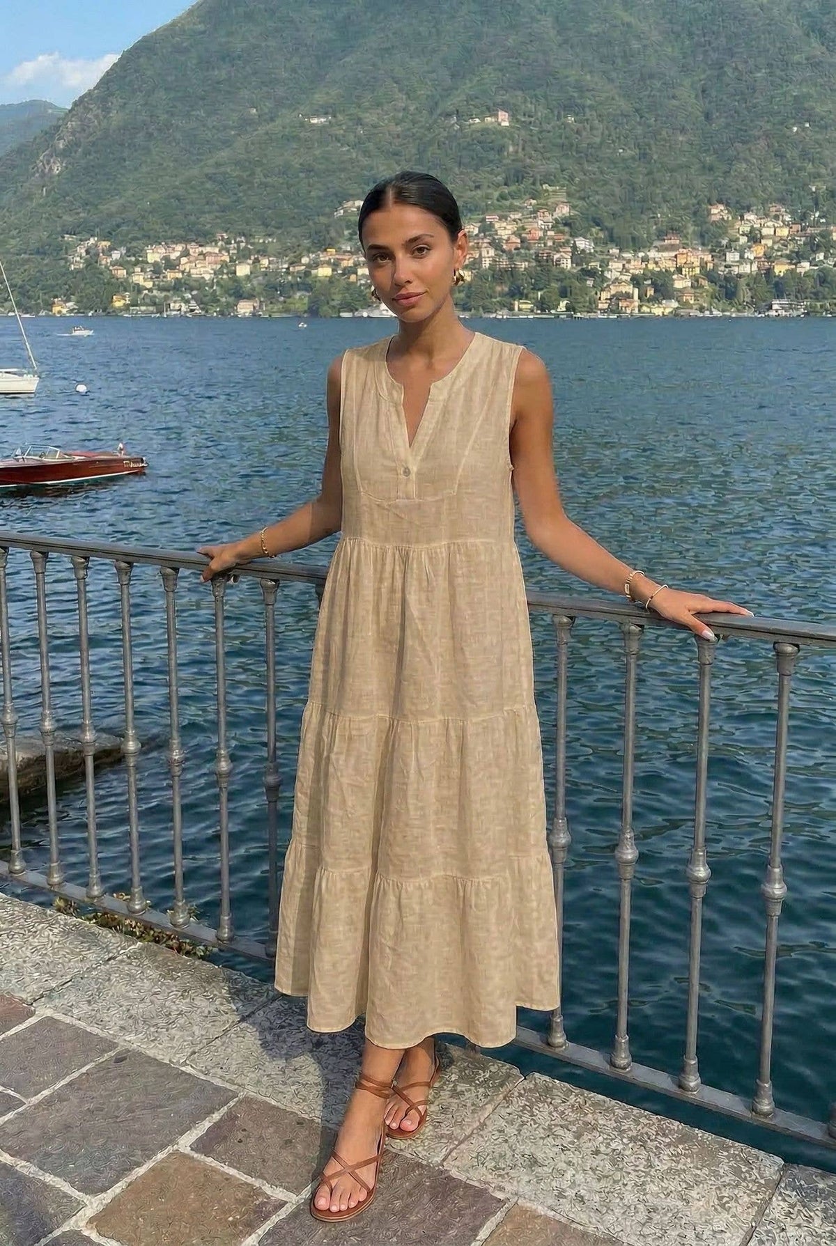 Robe En Lin Porté Avec Le Haut21286 Vendu Séparément
