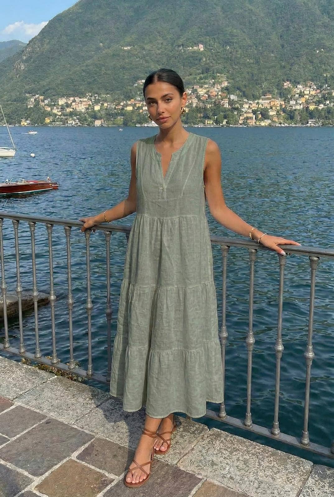 Robe En Lin Porté Avec Le Haut21286 Vendu Séparément