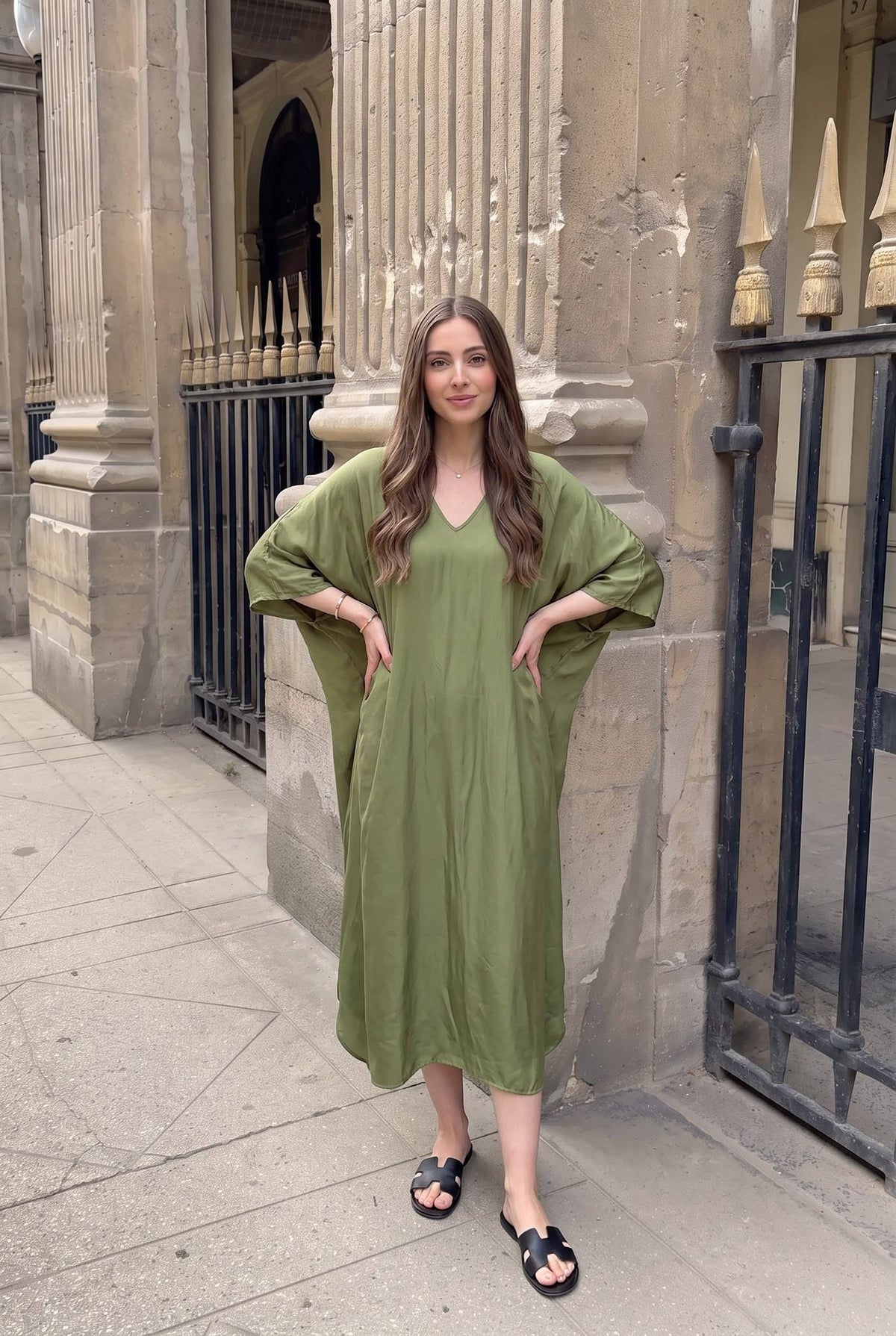 Oversized jurk van viscose en zijde