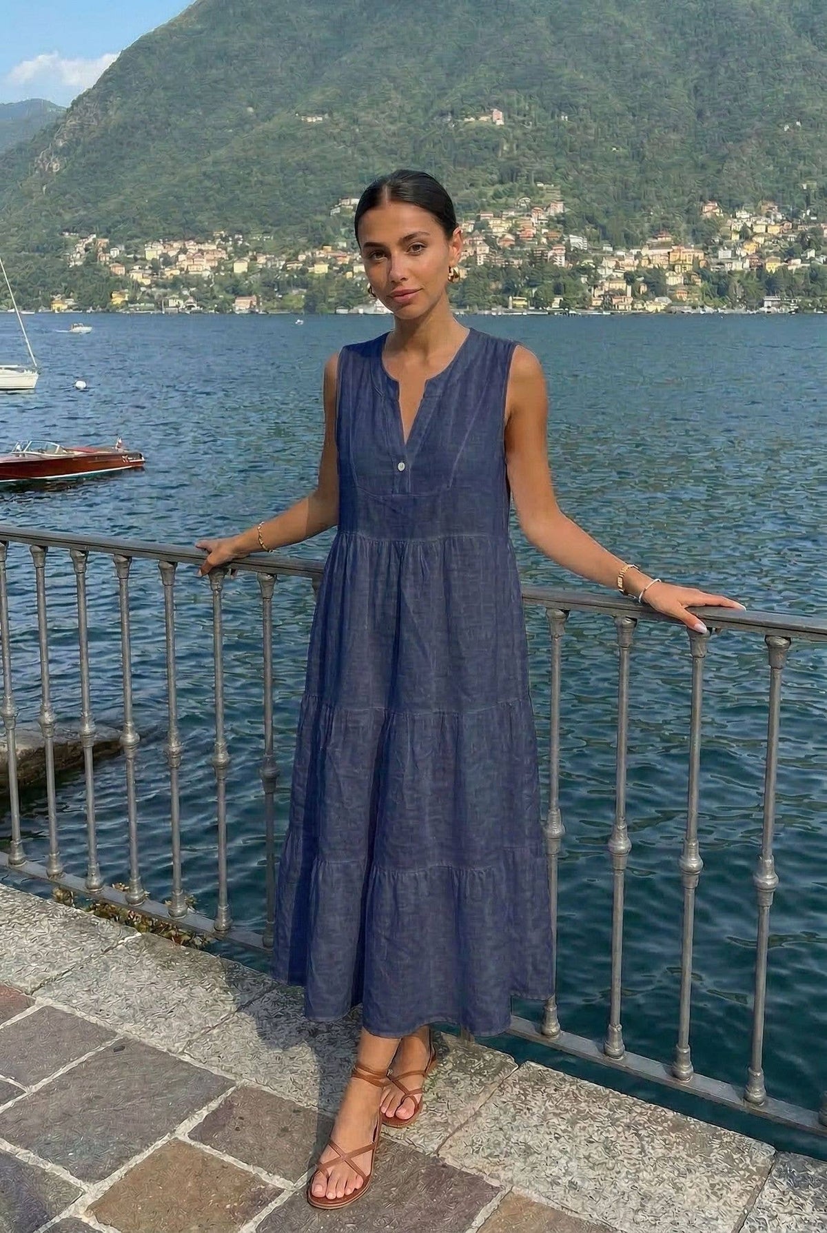 Robe En Lin Porté Avec Le Haut21286 Vendu Séparément