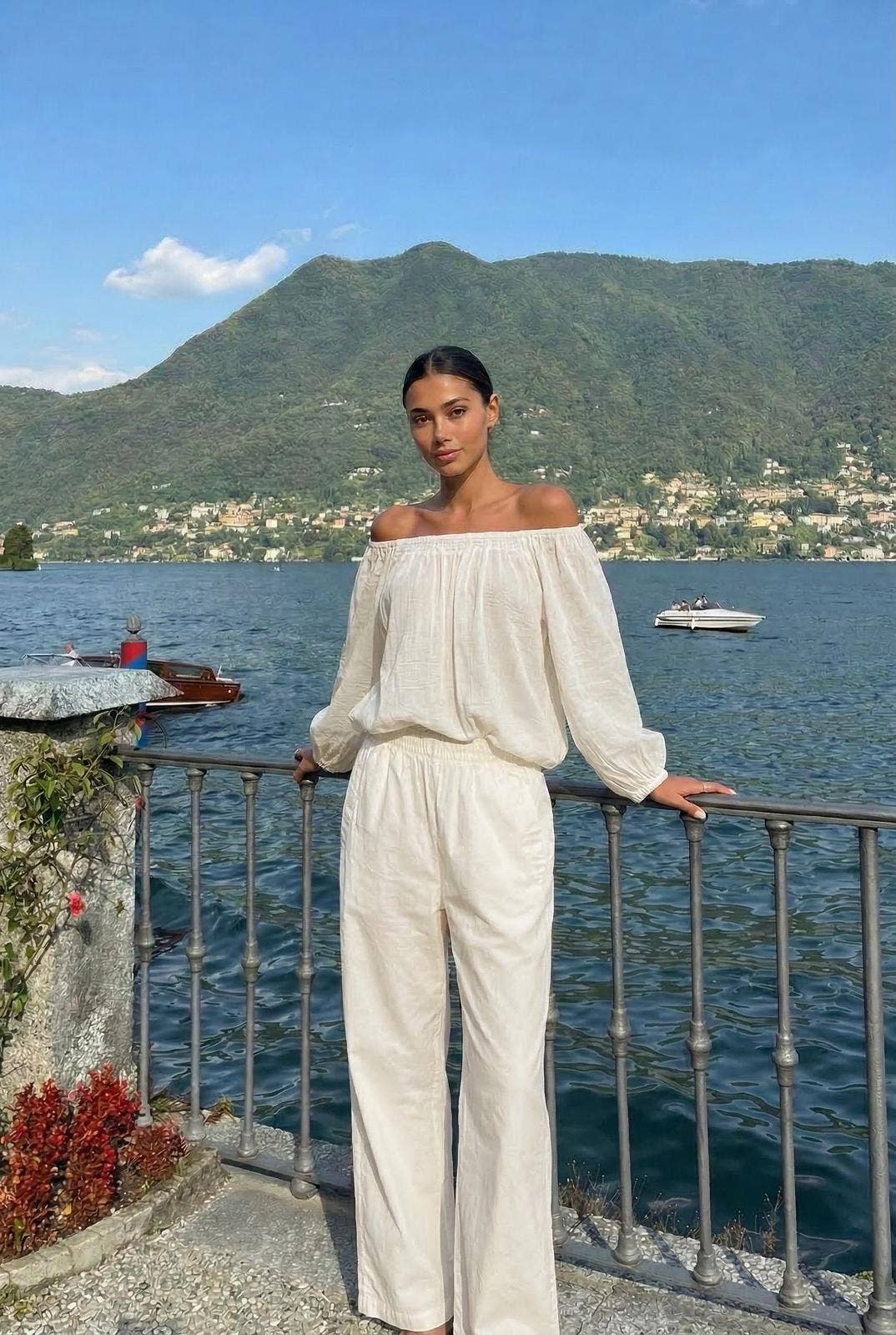 Haut En Voile De Coton Porté Avec Le Pantalon13633