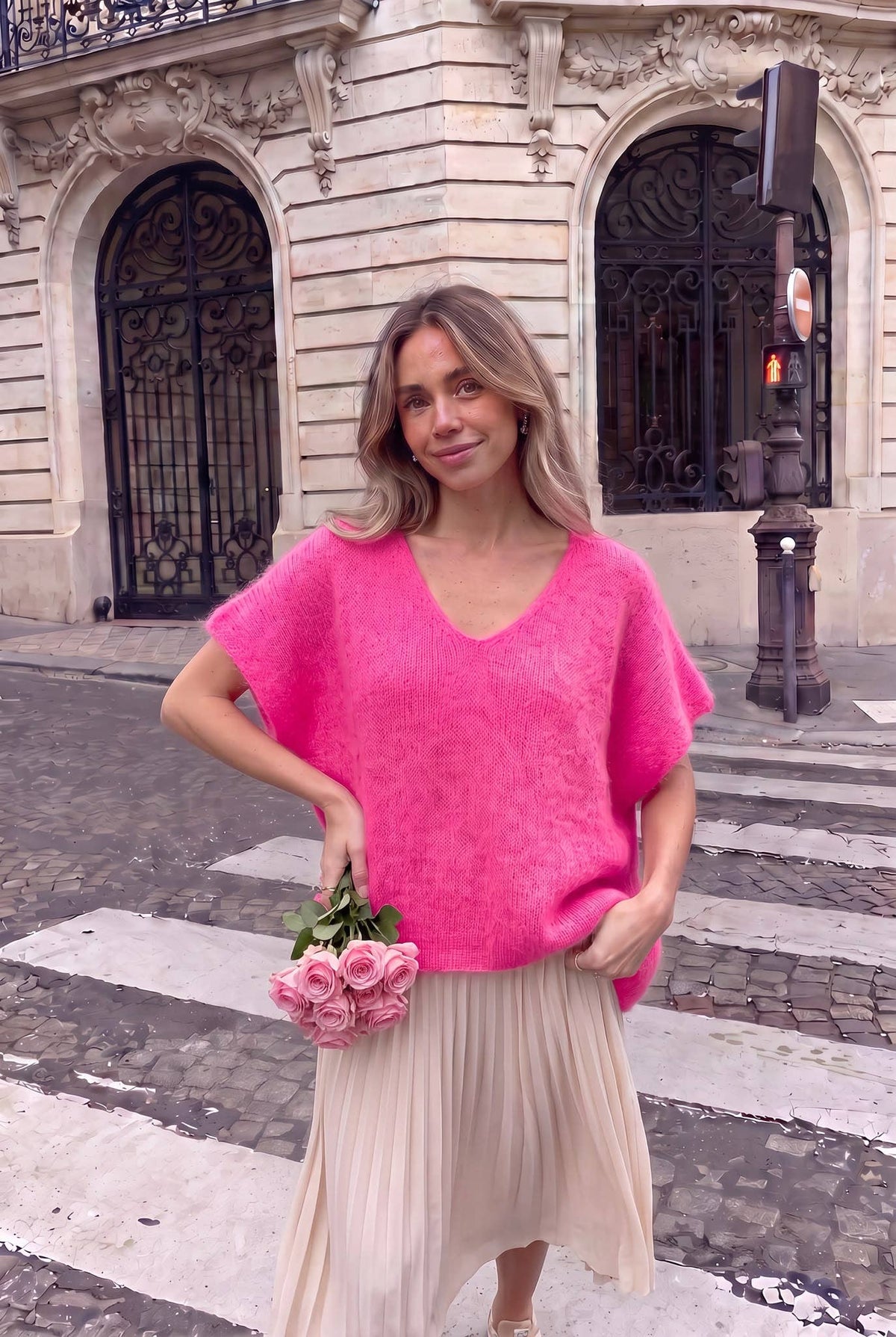 Pull Mohair sans manches oversize col V - INCERTAINES