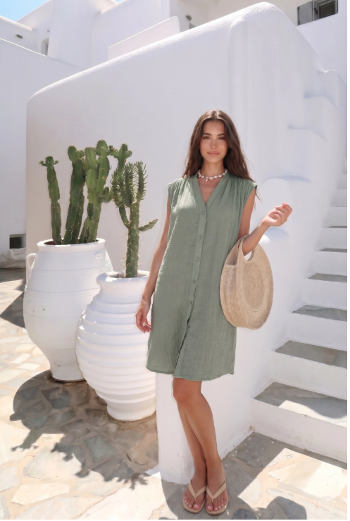 Robe Genoux En Coton
