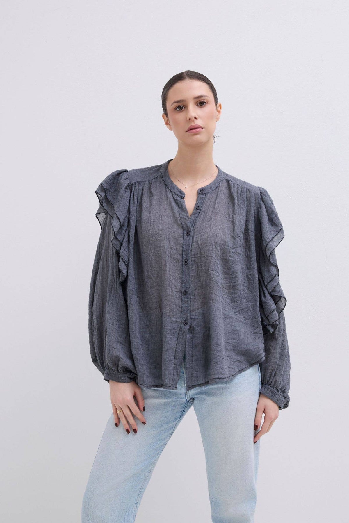 Haut Manche Longue Oversize En Coton