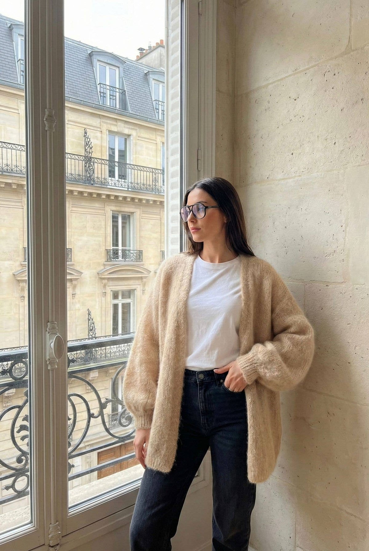 Gilet Court Manche Longue En Mohair