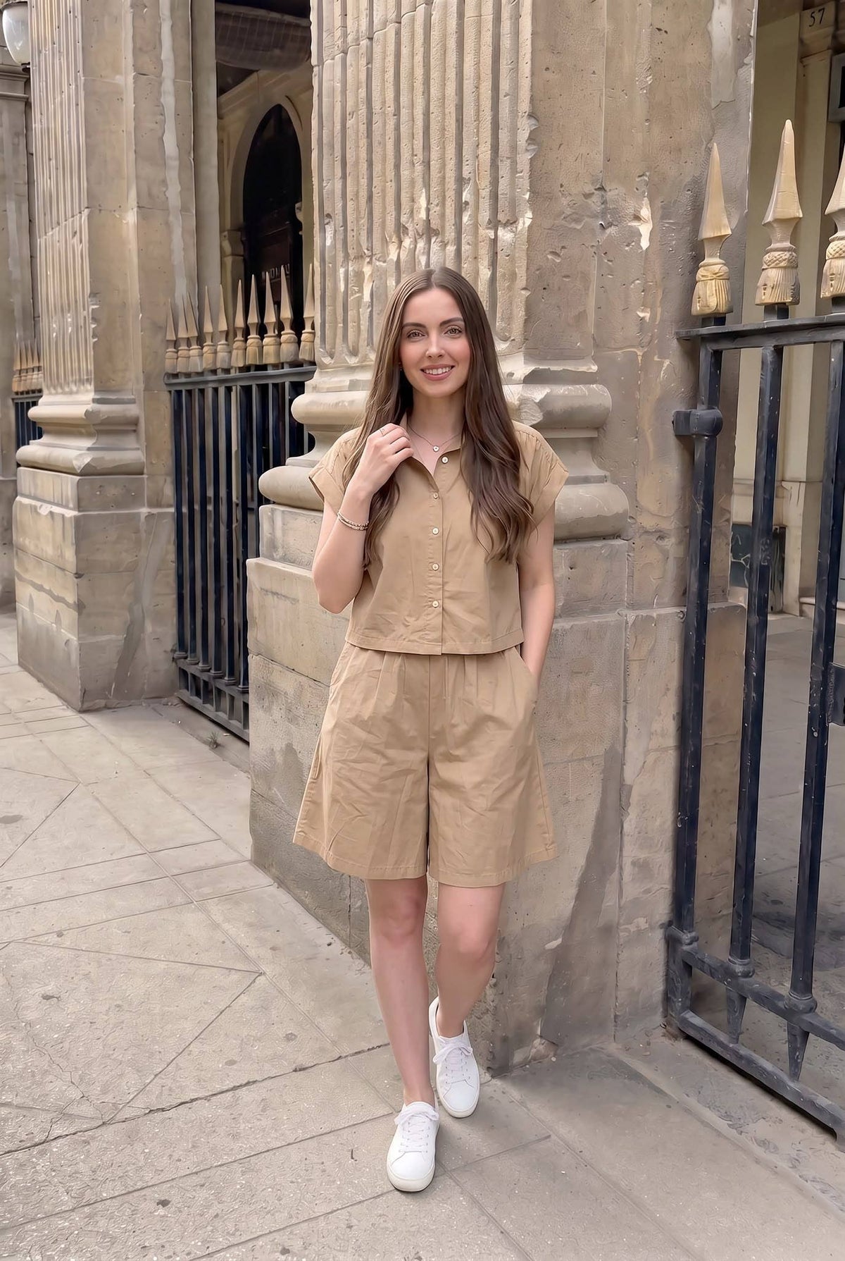 Oversized popeline short, apart verkocht bij de bijpassende top
