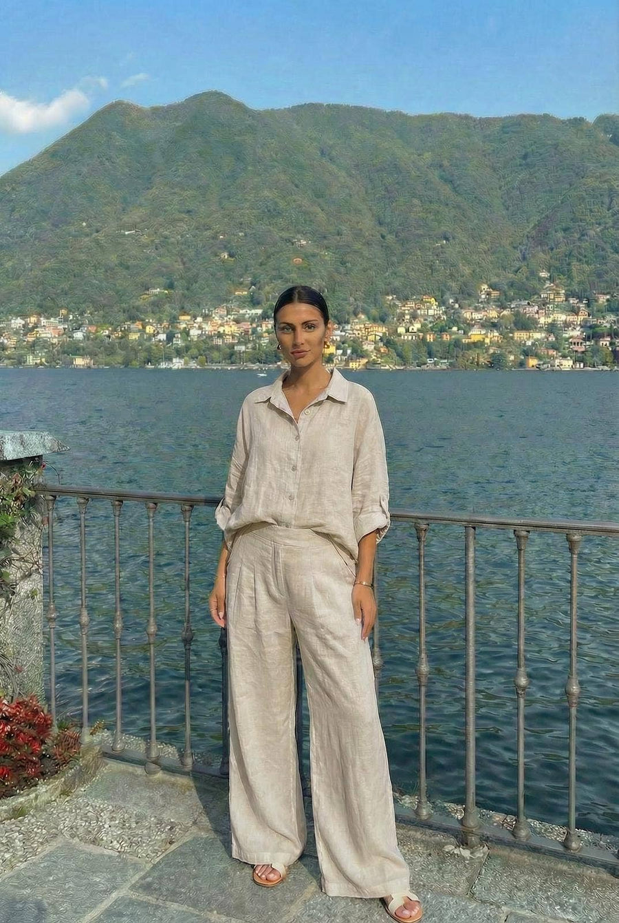 Chemise23806 En Lin Portée Avec Le Pantalon27201