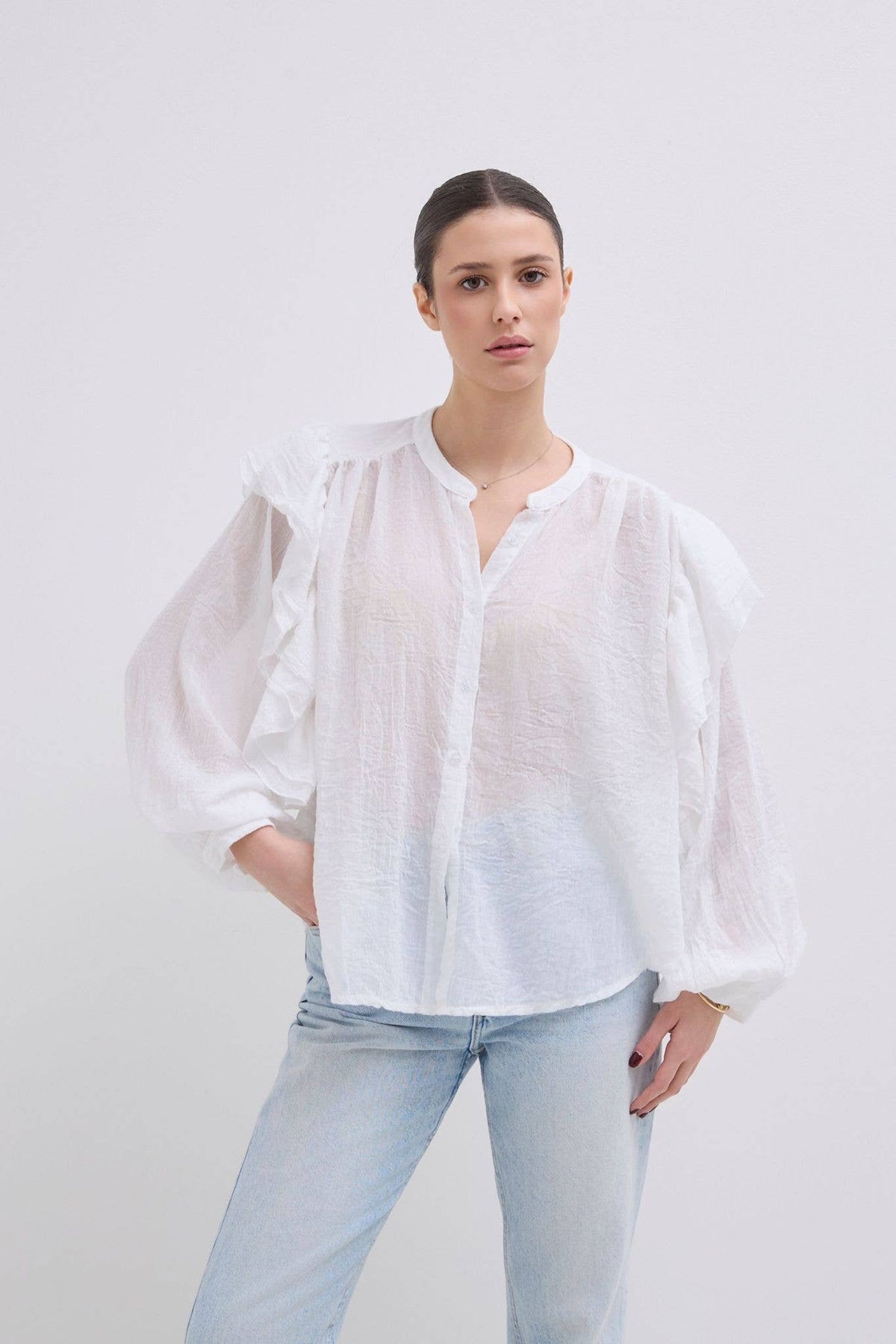 Haut Manche Longue Oversize En Coton