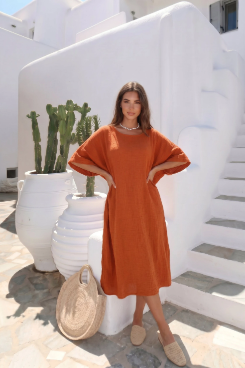 Oversized jurk met ronde hals