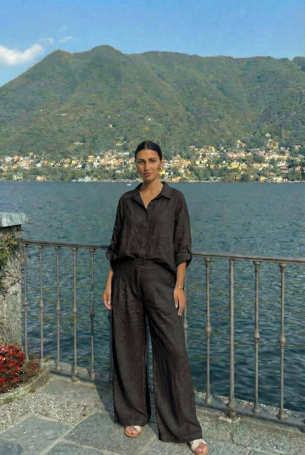 Chemise23806 En Lin Portée Avec Le Pantalon27201
