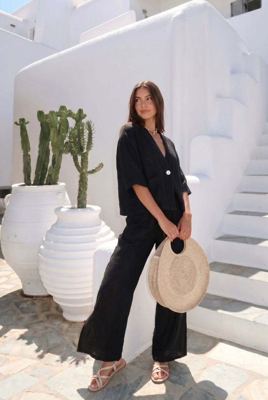 Pantalon En Lin Porté Avec La Veste27437 Vendue Séparément