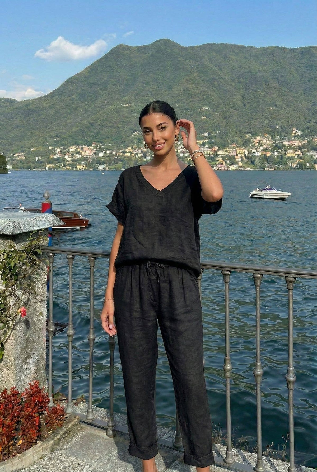 Pantalon En Lin Porté Avec Le Haut26429 Vendu Séparément