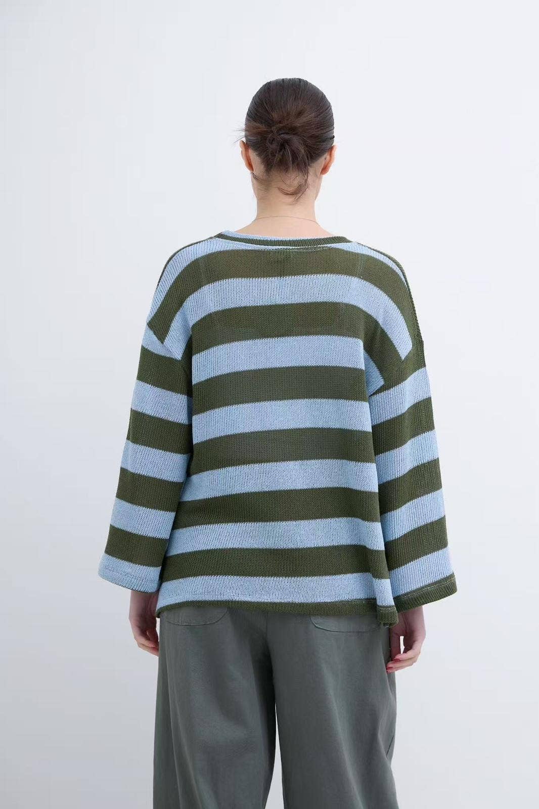 Pull Col Bateau Manche Longue Bicolore En Maille