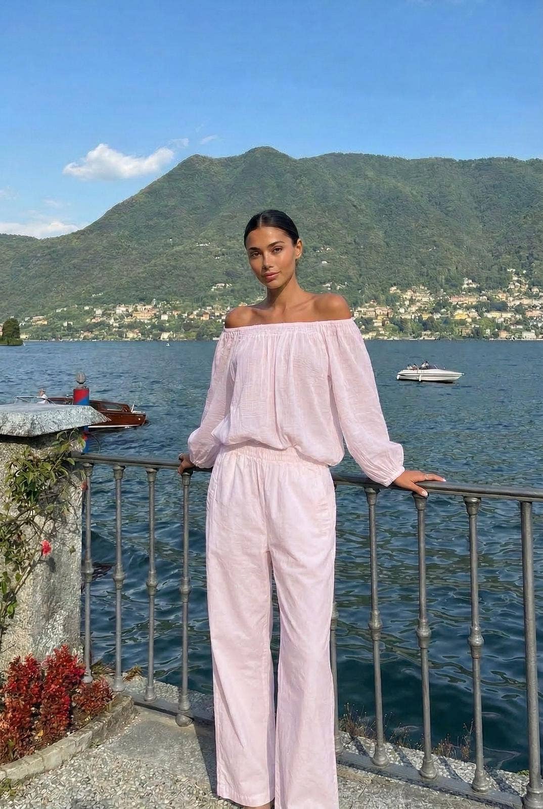 Haut En Voile De Coton Porté Avec Le Pantalon13633