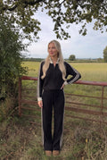 Pantalon Large en Laine à Bandes Sportswear