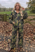 Pantalon Large en Coton Imprimé Camouflage