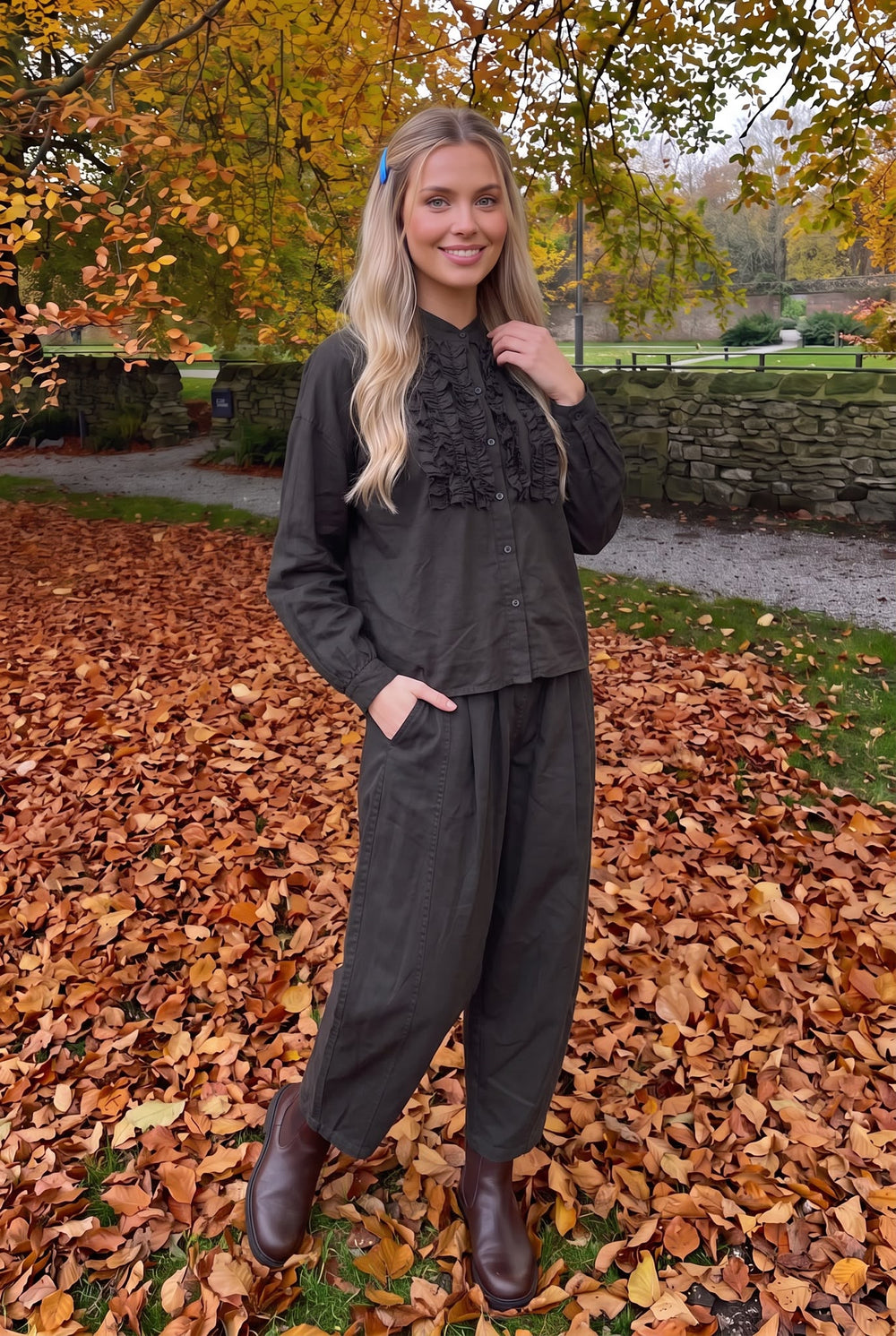 Pantalon en Coton Carotte