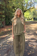 Pantalon Large en Coton Délavé