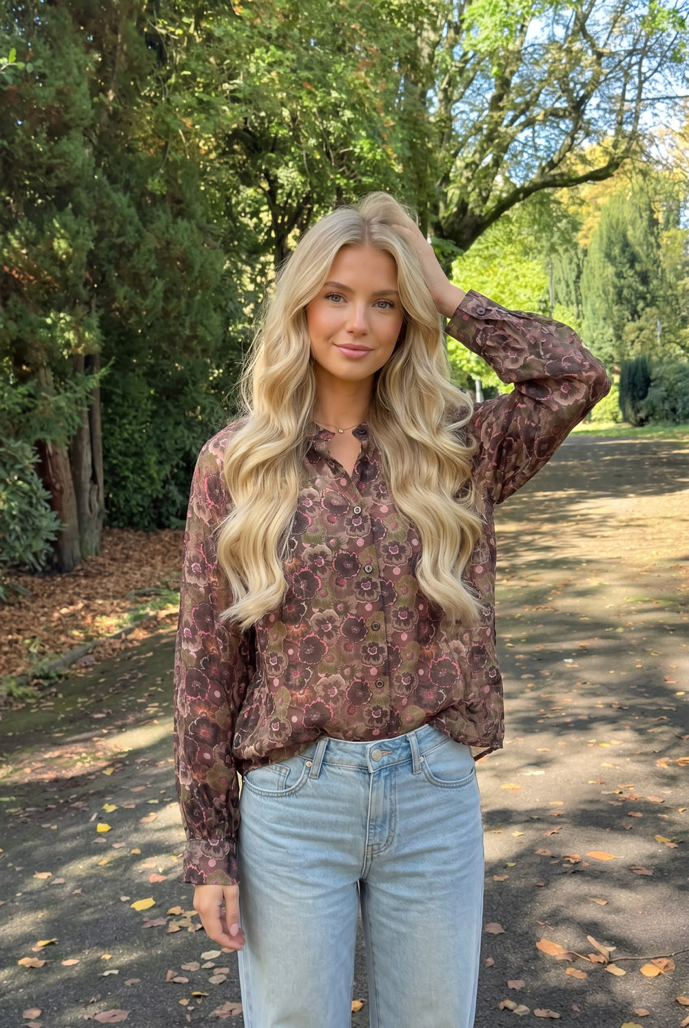 Chemise en Lyocell à Imprimé Floral