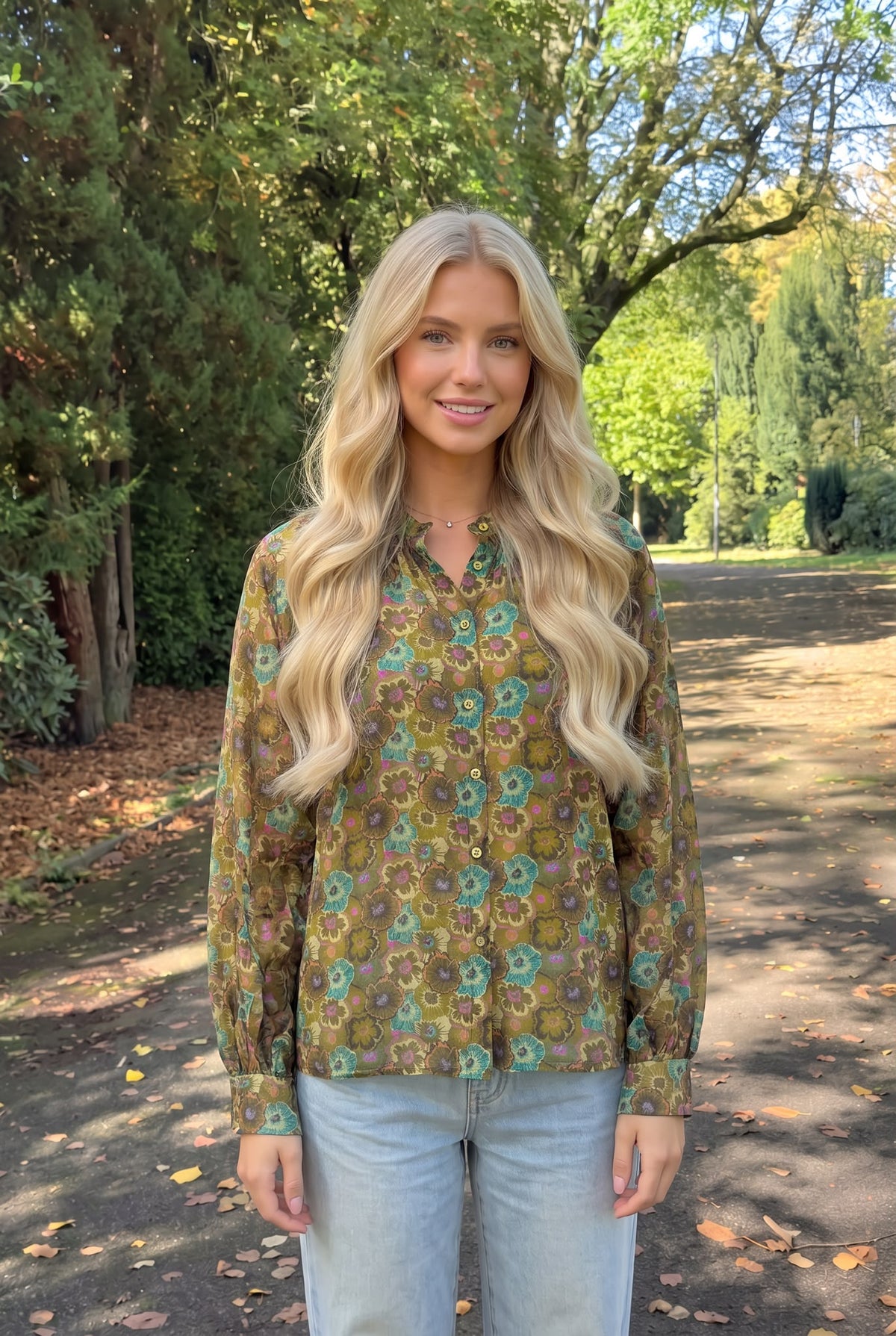 Chemise en Lyocell à Imprimé Floral