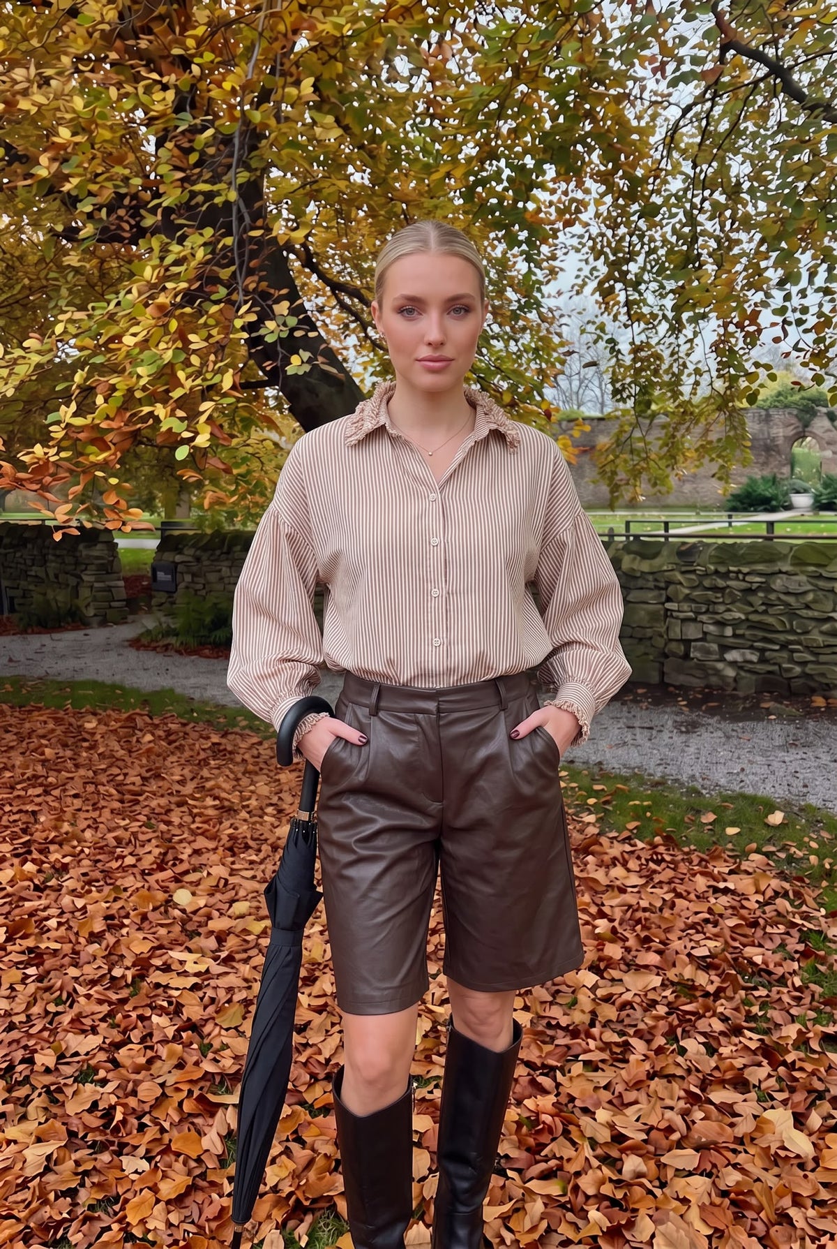 Chemise en Coton Rayée à Col Effilochés