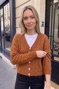 Gilet en Laine Ajourée Col V à Boutons