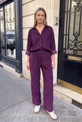 Chemise en Velours Oversize à Col Chemise