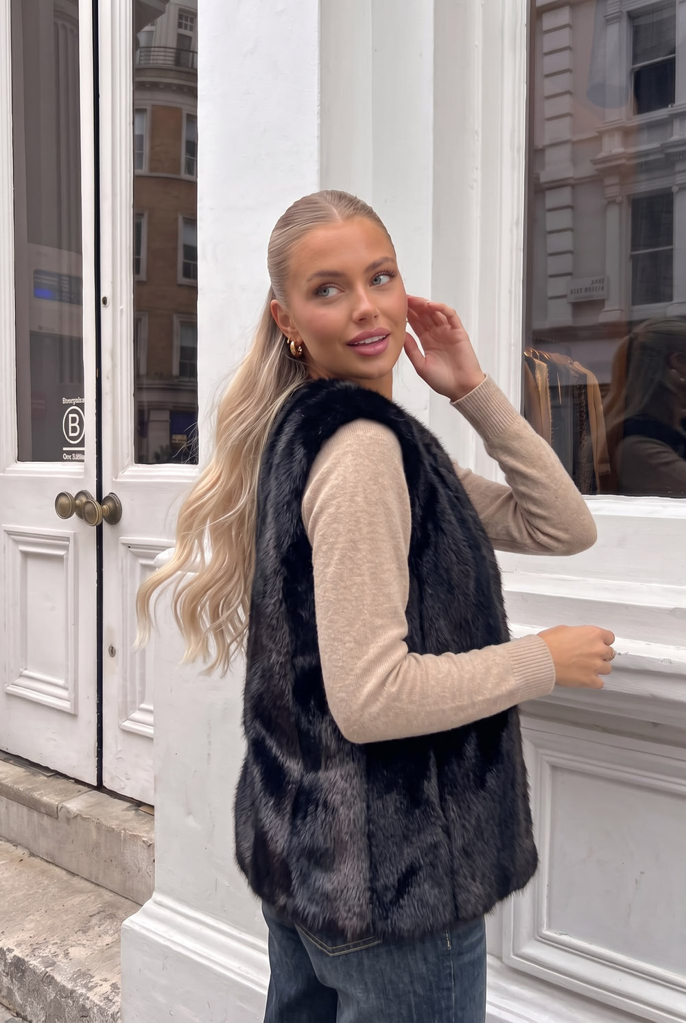 Gilet Sans Manches en Fausse Fourrure