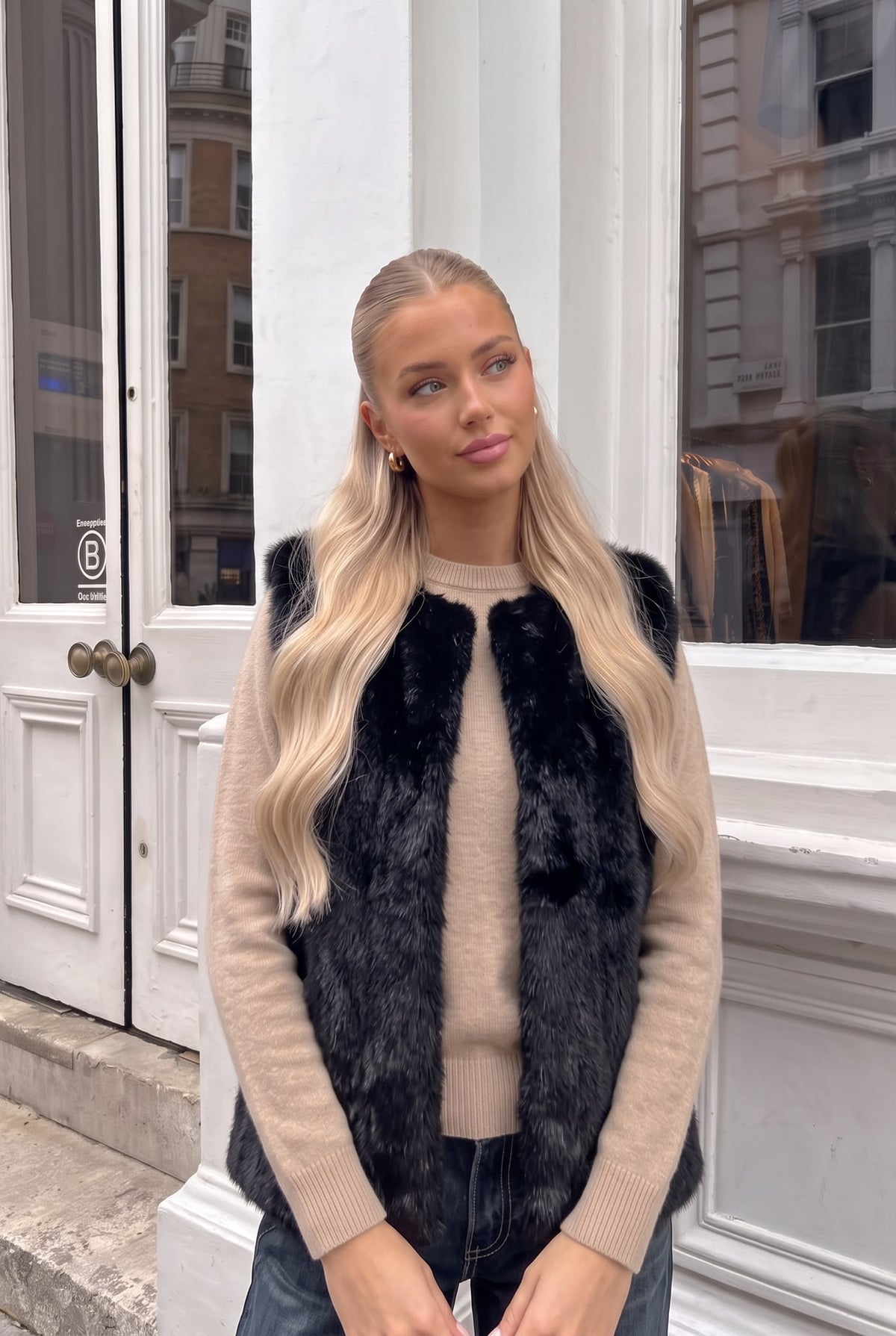 Gilet Sans Manches en Fausse Fourrure