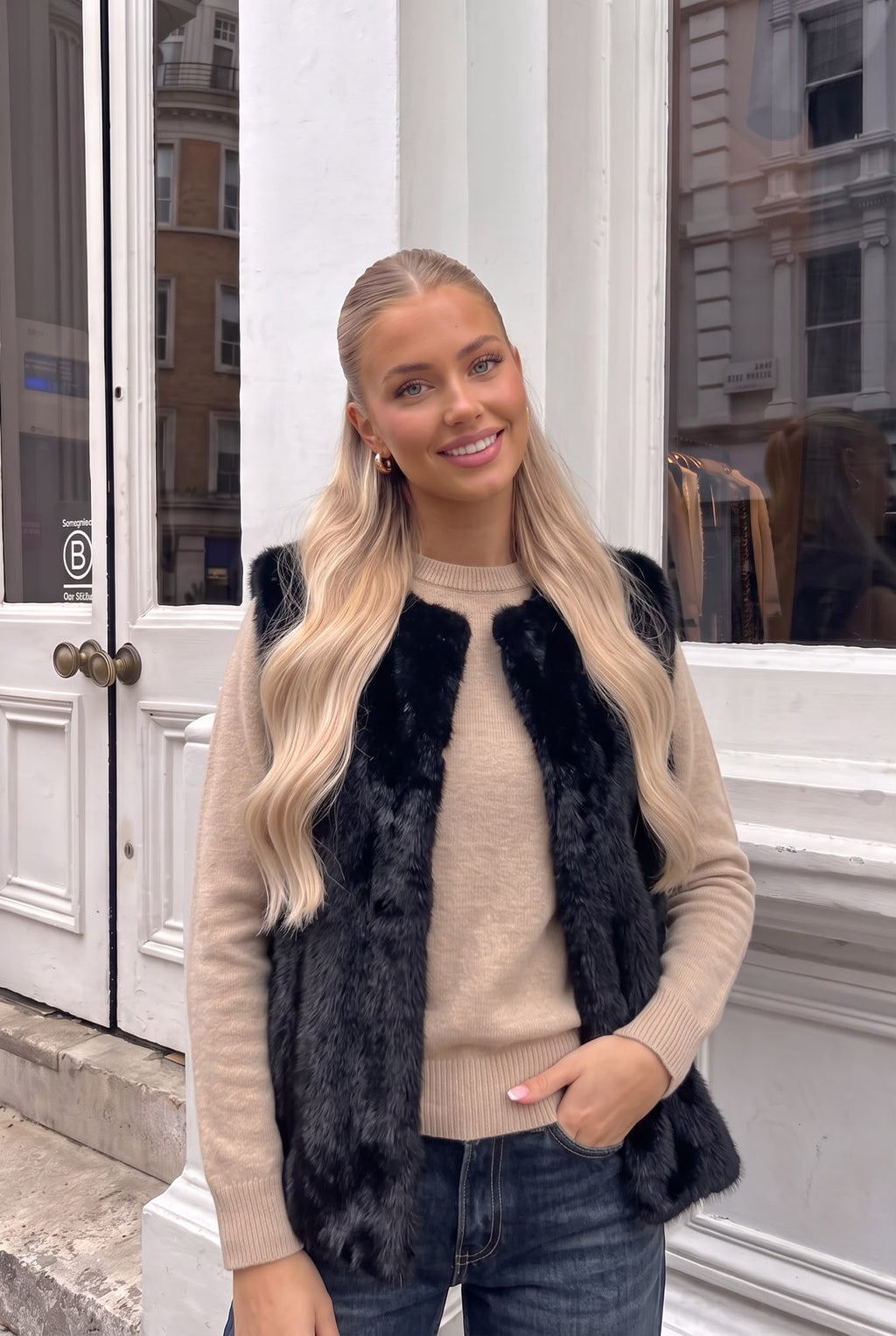 Gilet Sans Manches en Fausse Fourrure