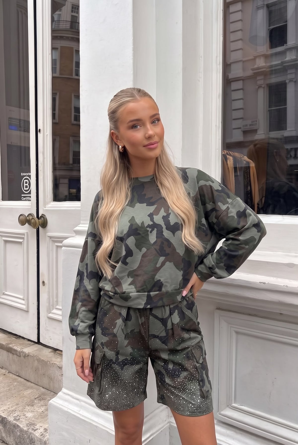 Haut en Coton Imprimé Camouflage