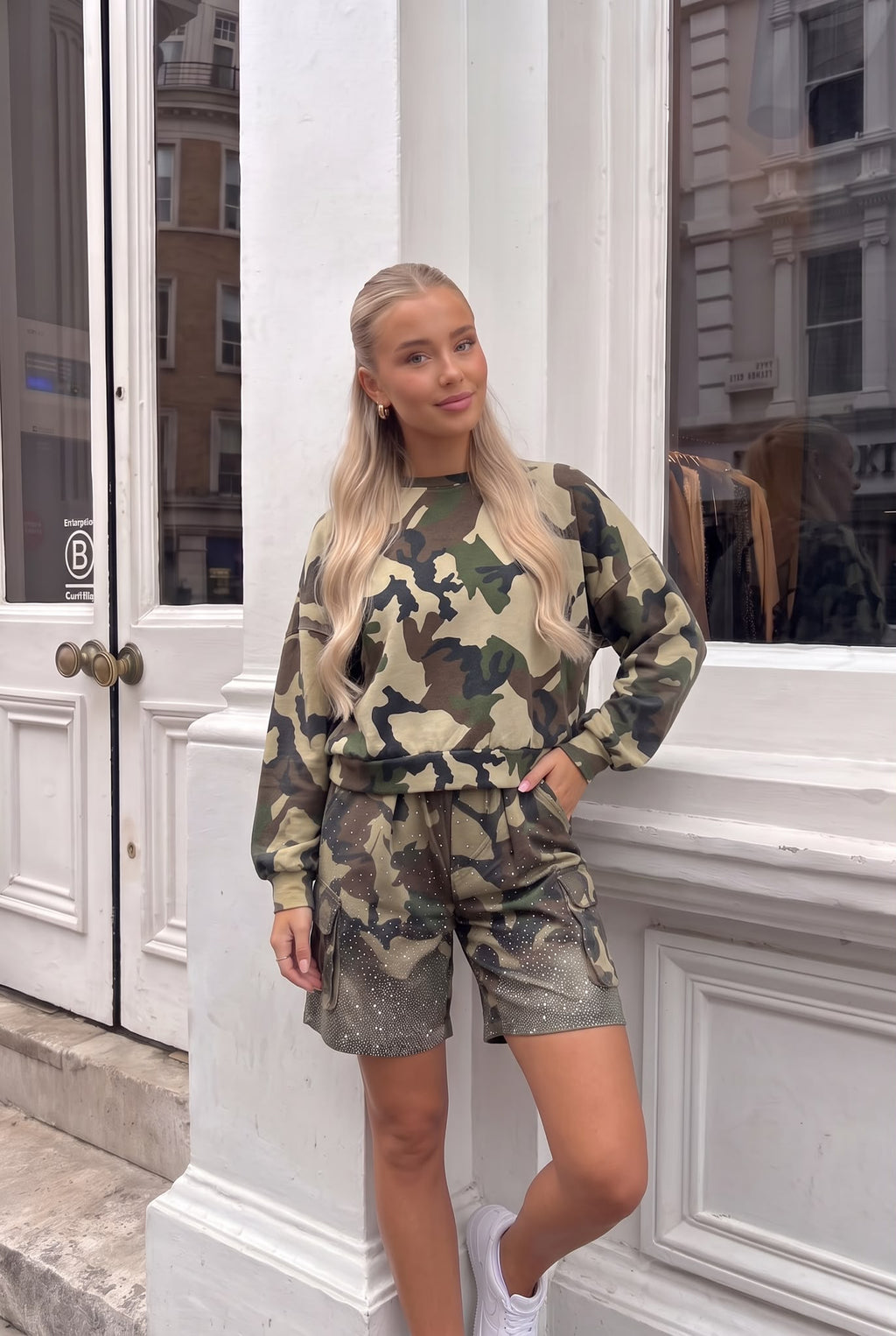 Haut en Coton Imprimé Camouflage