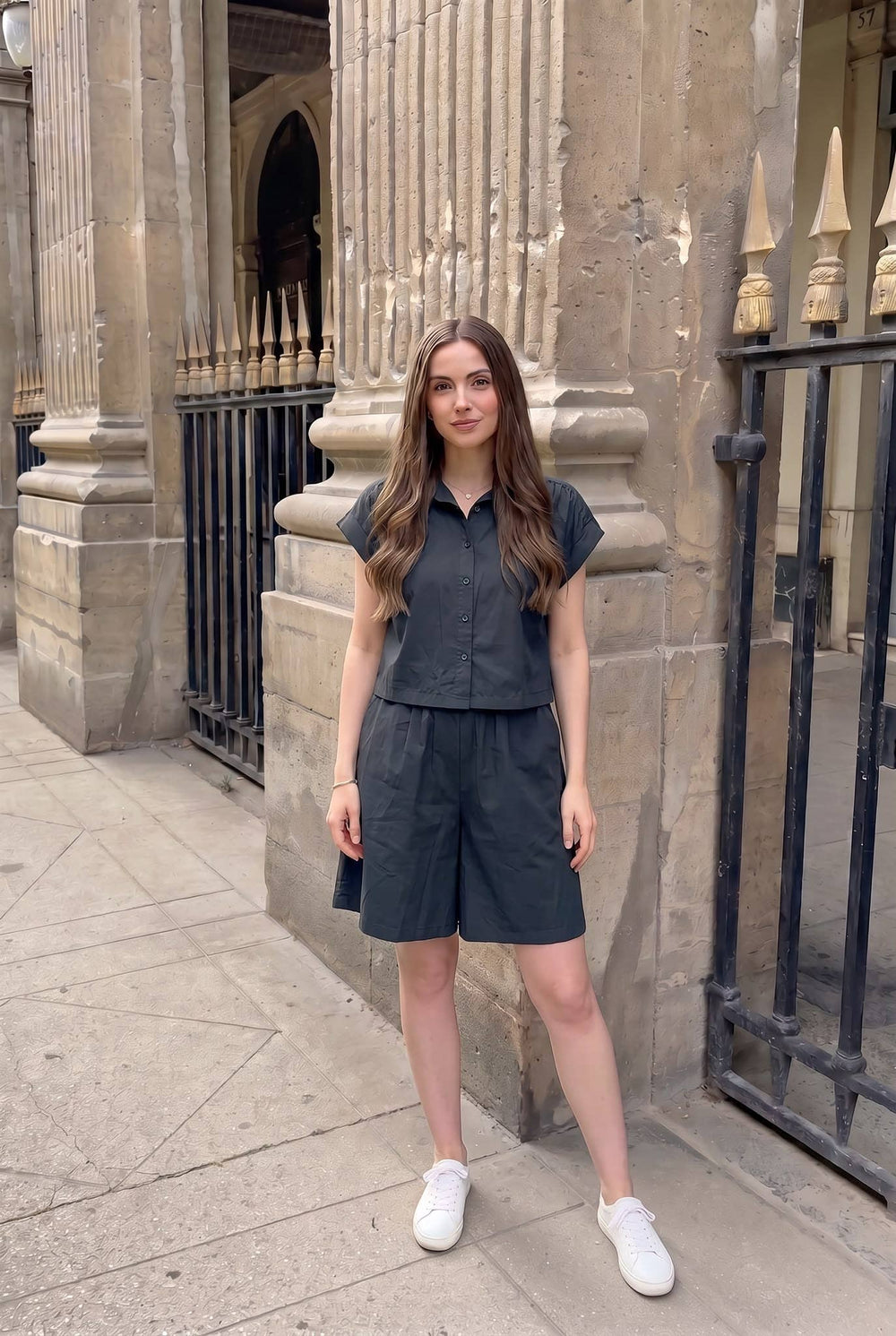 Short Popeline Oversize Porté Avec Le Haut Vendu Séparément