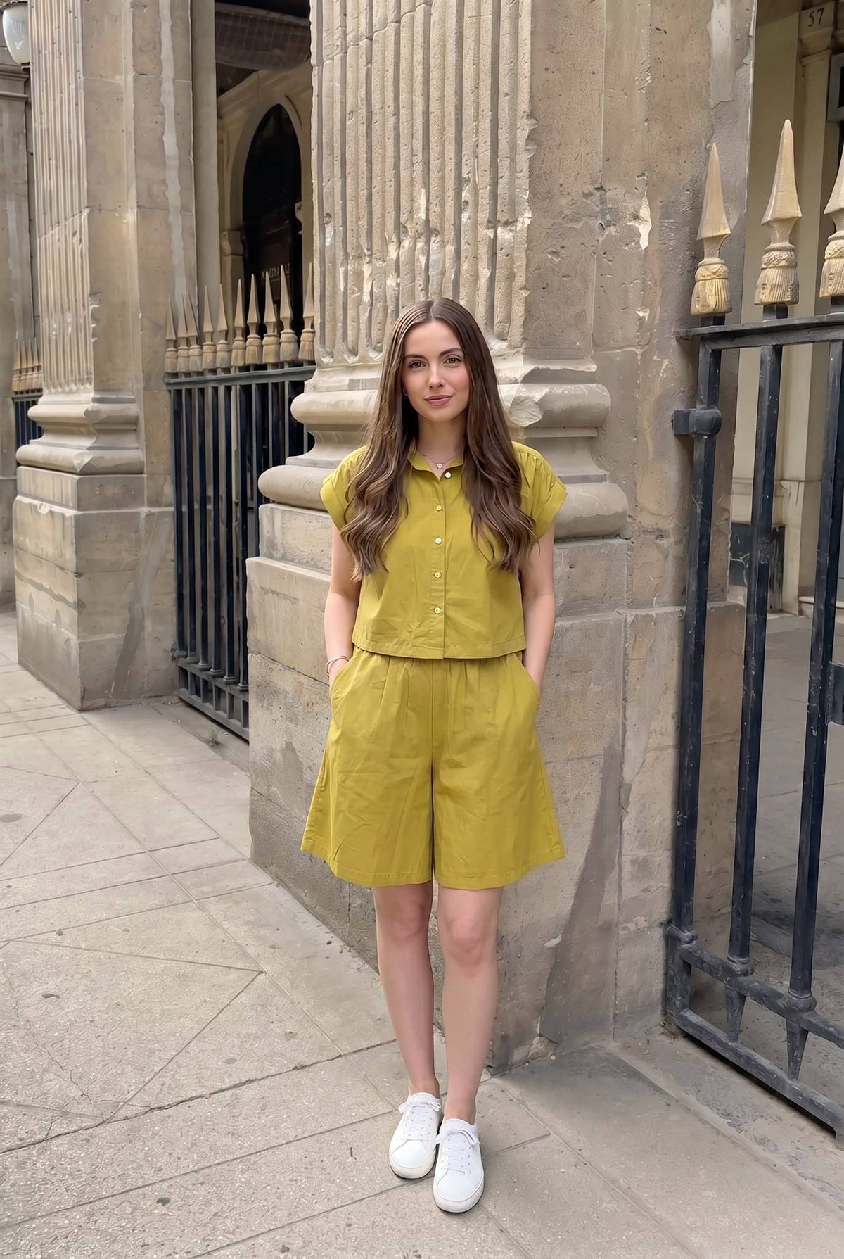 Short Popeline Oversize Porté Avec Le Haut Vendu Séparément
