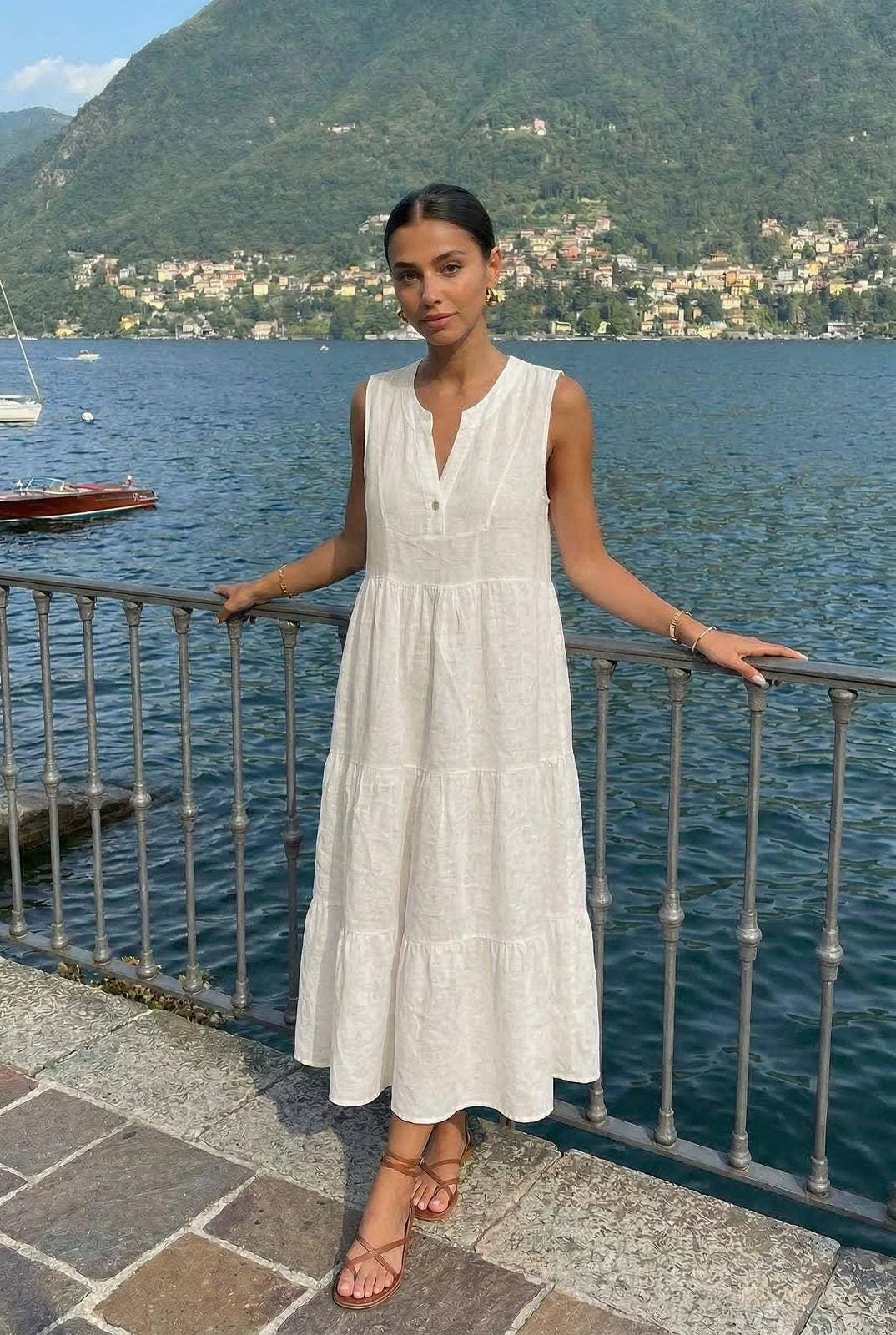 Robe En Lin Porté Avec Le Haut21286 Vendu Séparément
