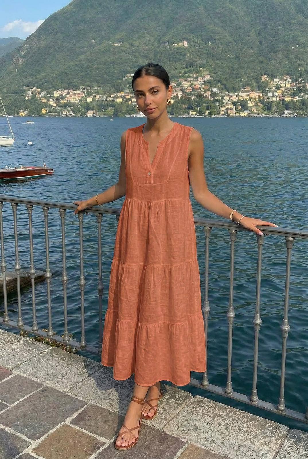 Robe En Lin Porté Avec Le Haut21286 Vendu Séparément