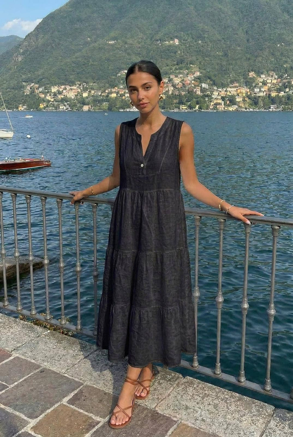 Robe En Lin Porté Avec Le Haut21286 Vendu Séparément