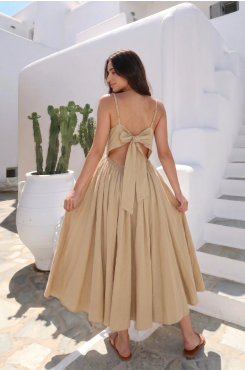 Robe En Coton Papillon Au Dos