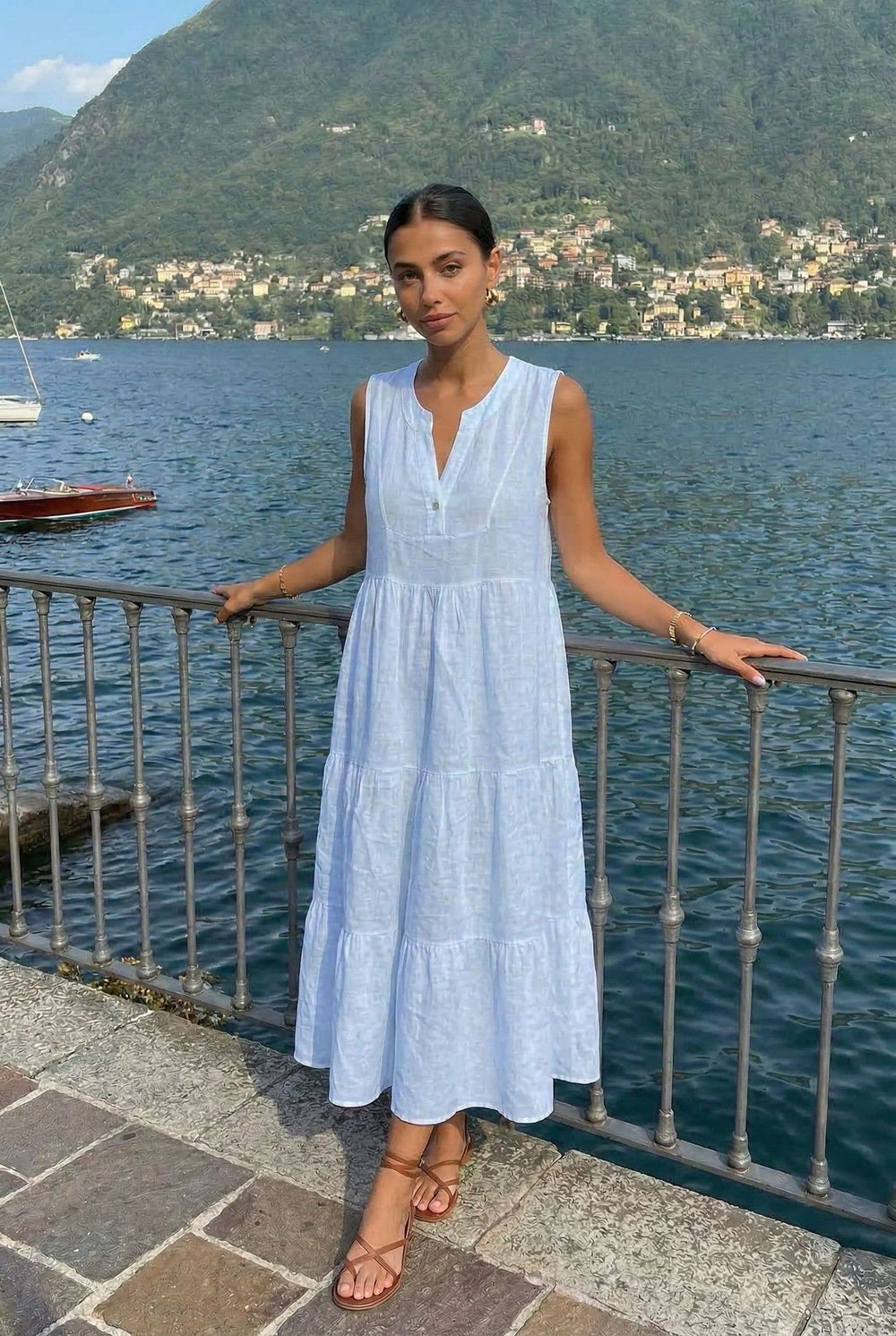 Robe En Lin Porté Avec Le Haut21286 Vendu Séparément