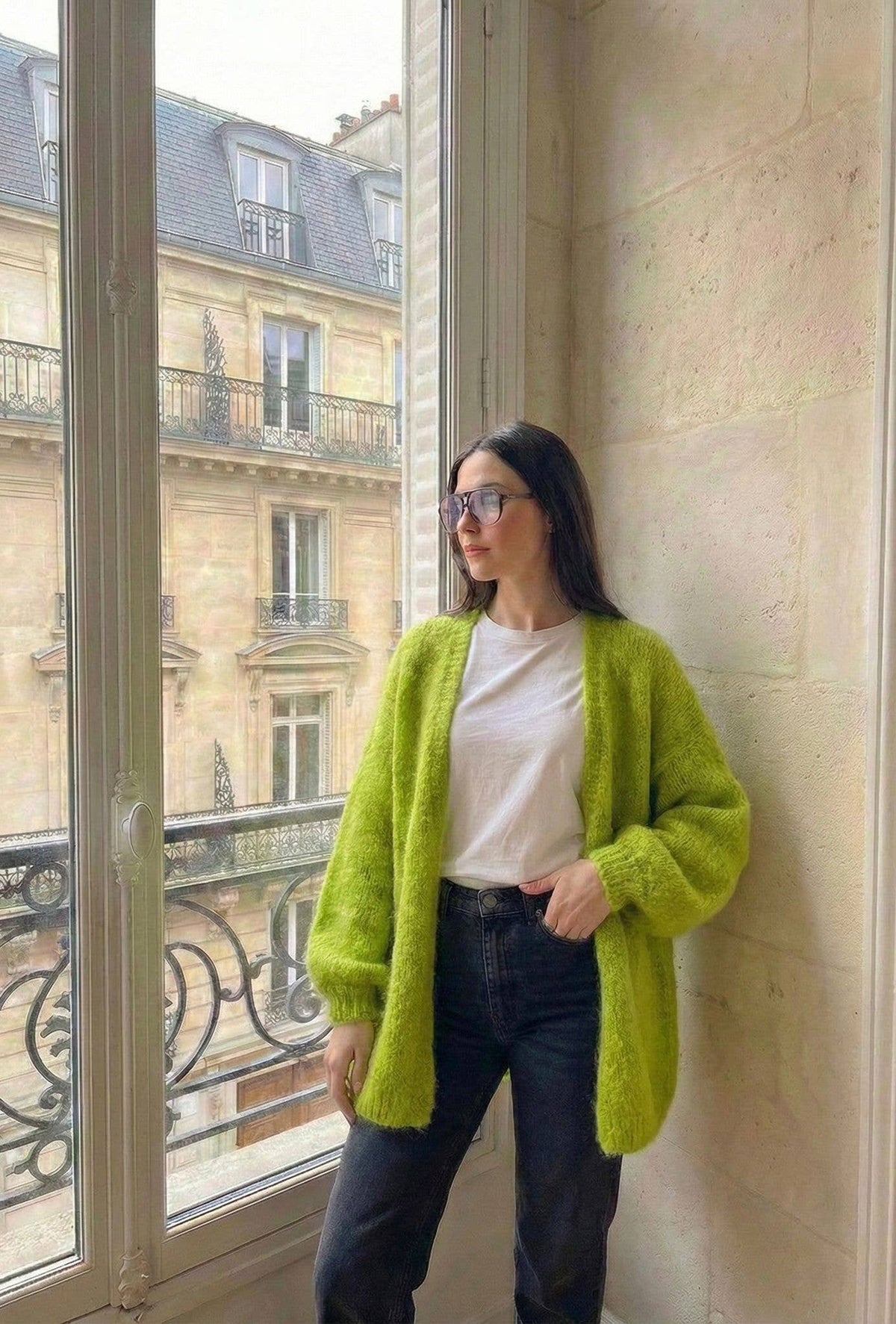 Gilet Court Manche Longue En Mohair