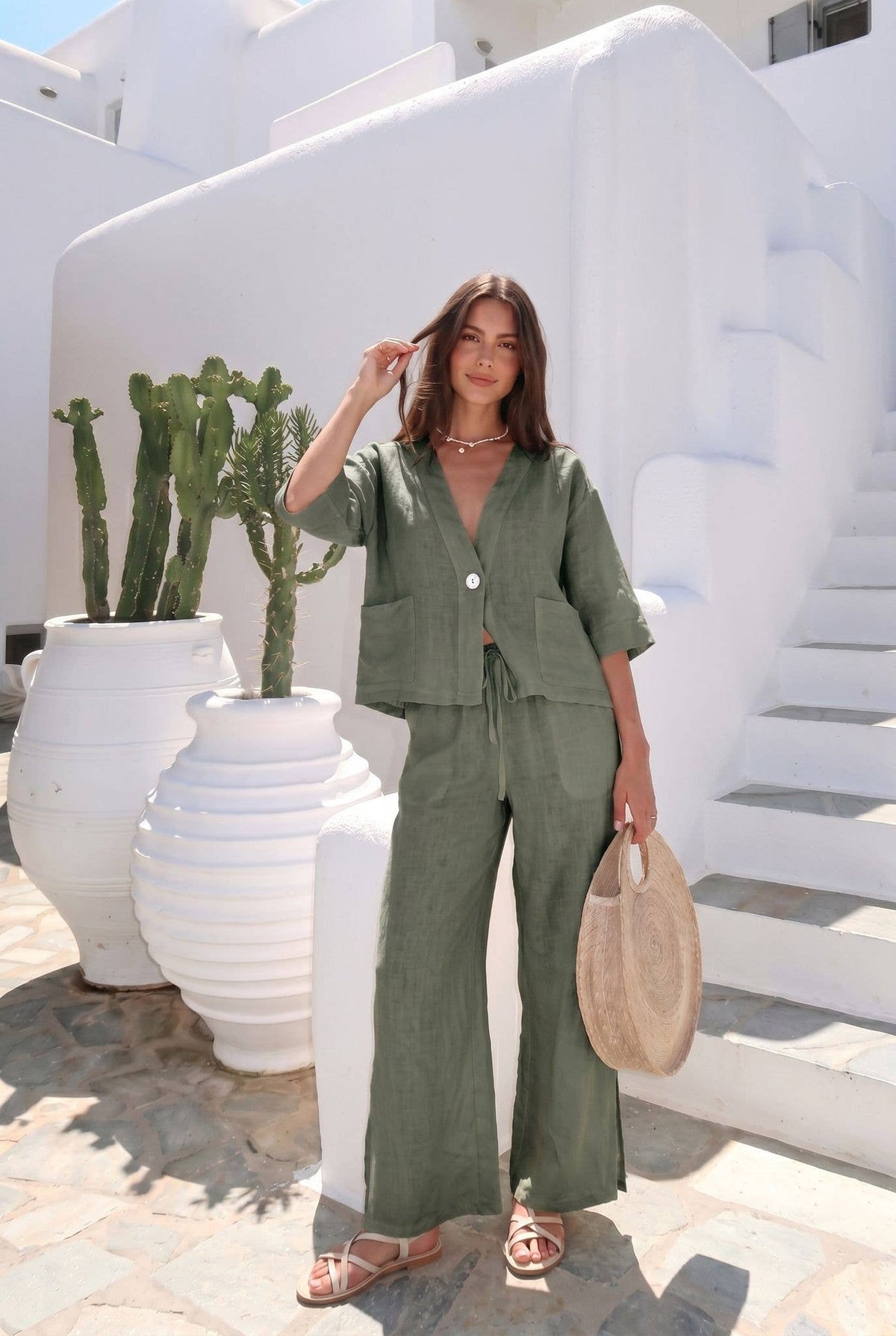 Veste En Lin Porté Avec Le Pantalon20601 Vendu Séparément