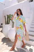 Robe Chemise Longue Imprimé Citrons et Vichy – Robe d’Été Fluide Style Riviera – INCERTAINES