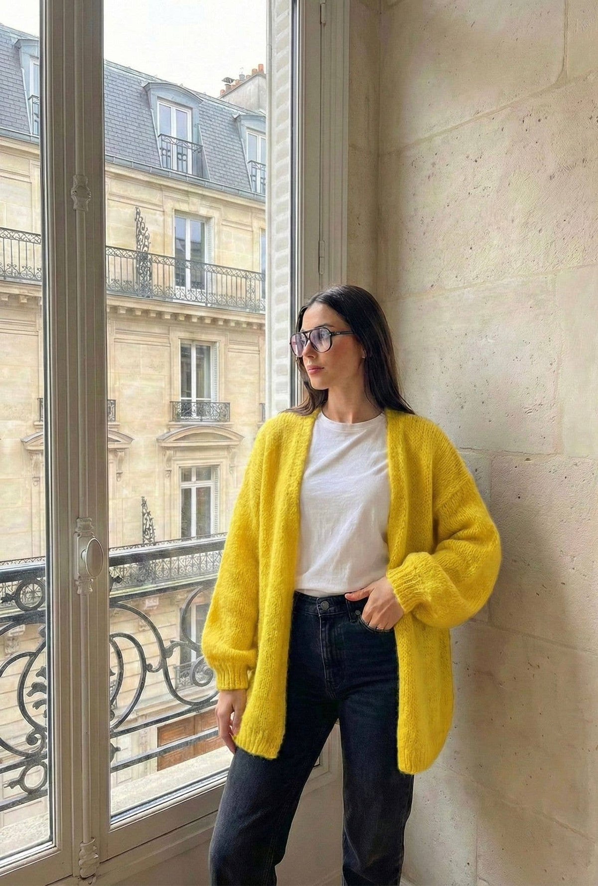 Gilet Court Manche Longue En Mohair