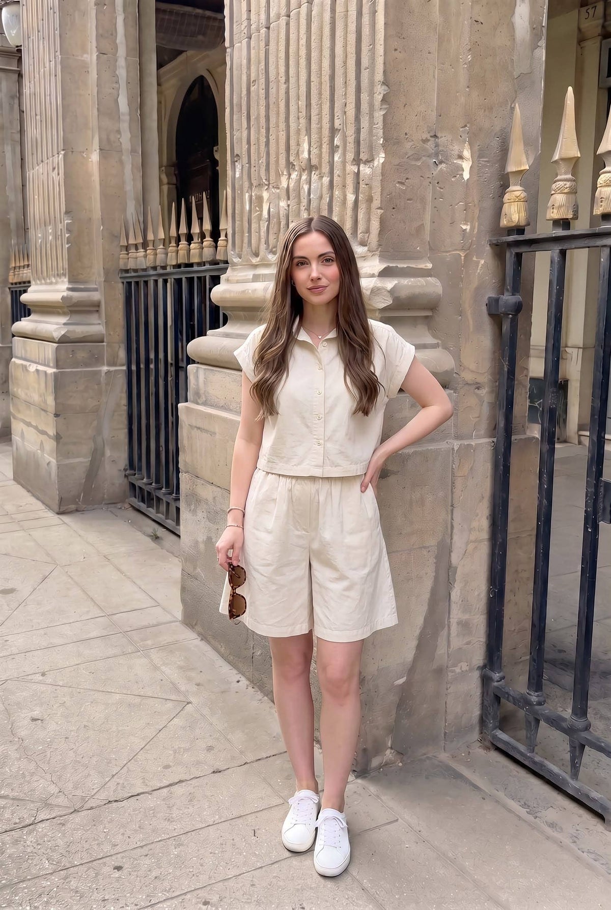 Short Popeline Oversize Porté Avec Le Haut Vendu Séparément