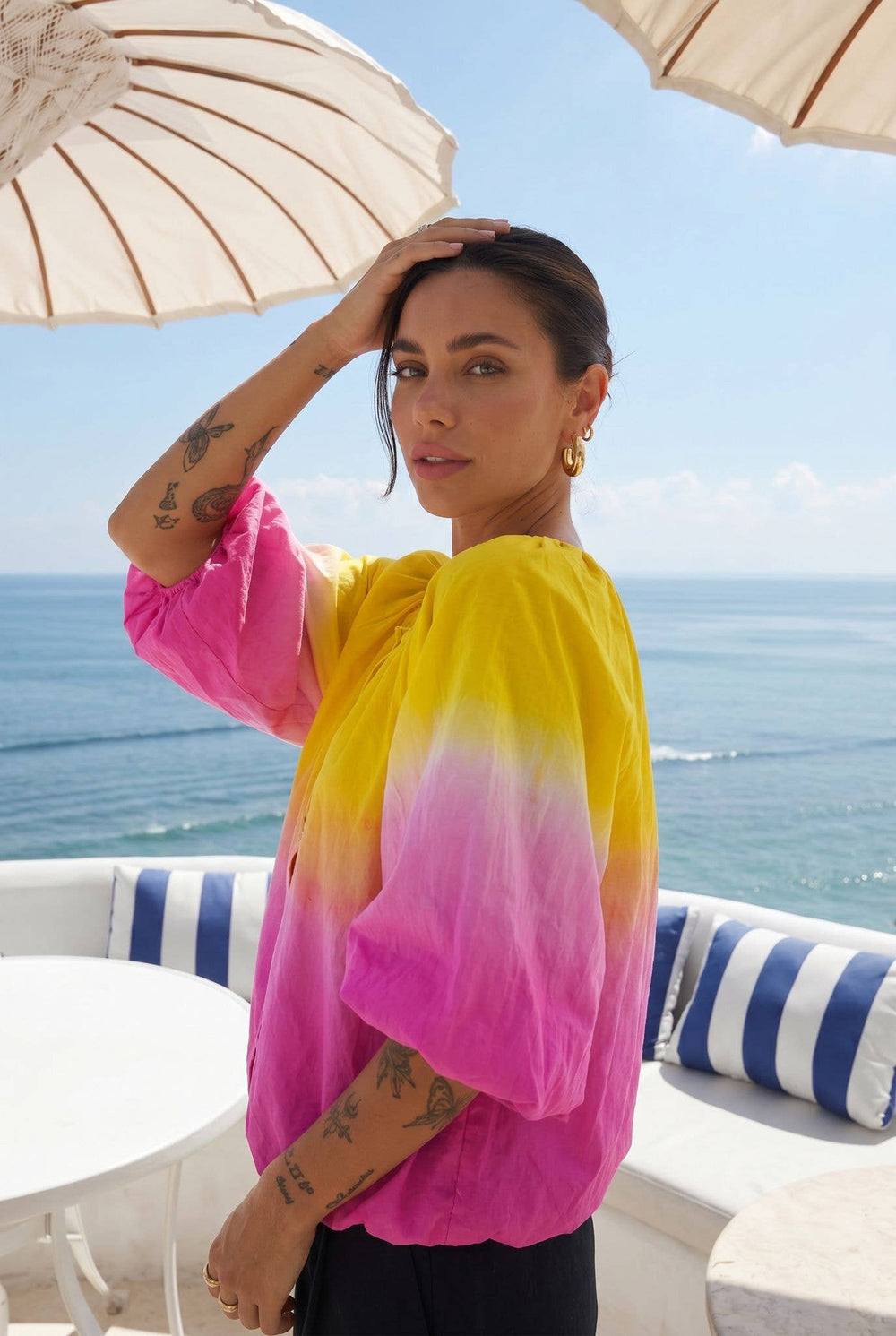 Haut Manche Bouffante Tie&Dye