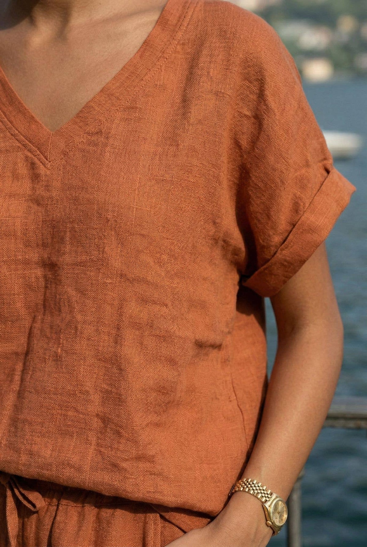 Pantalon En Lin Porté Avec Le Haut26429 Vendu Séparément