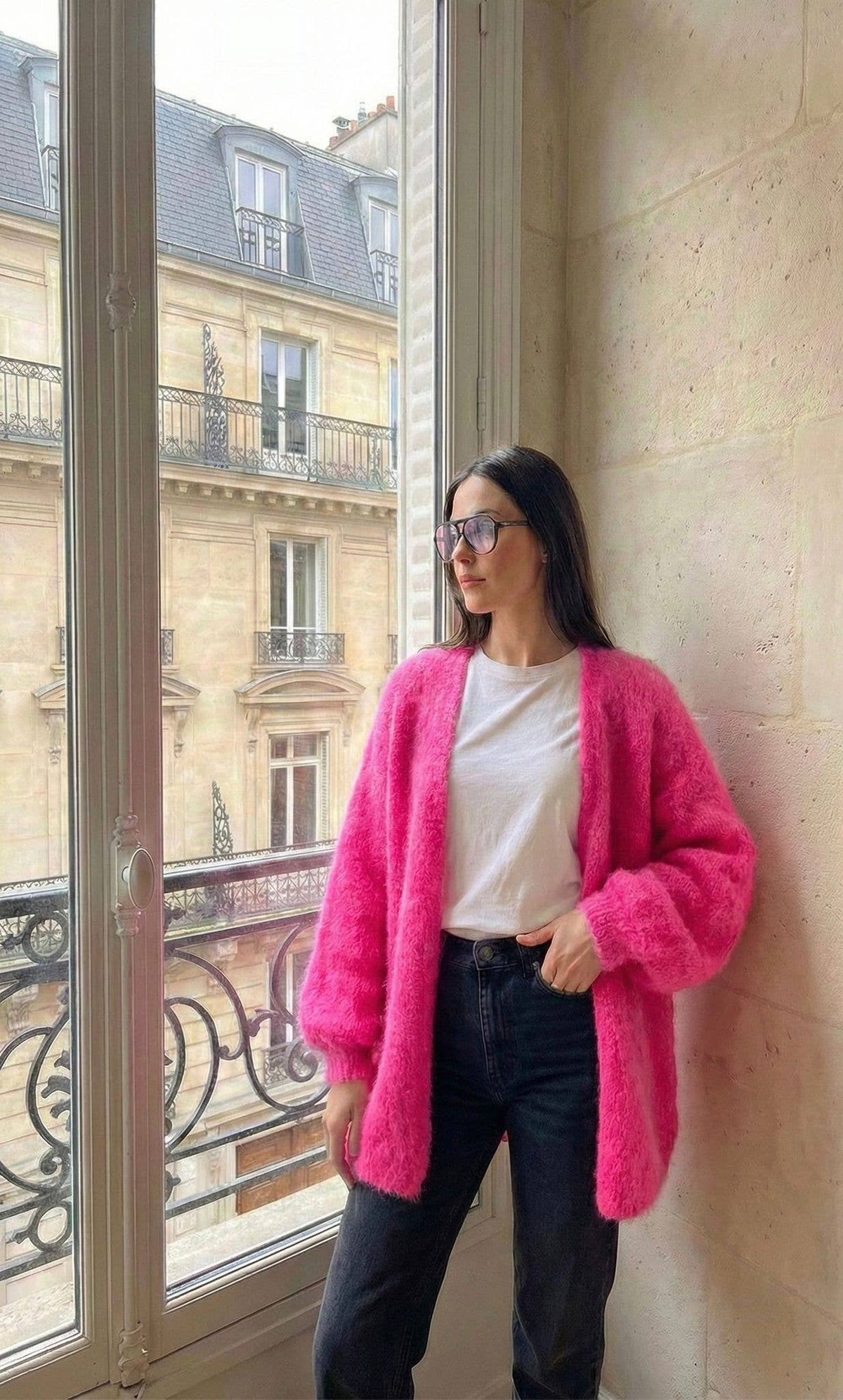 Gilet Court Manche Longue En Mohair