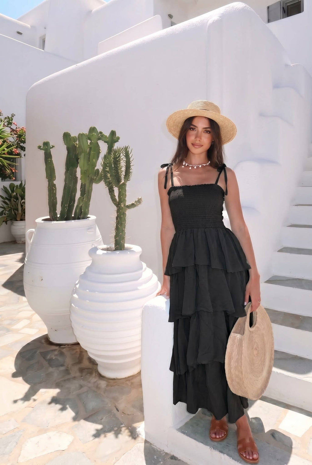 Robe Longue Volant En Coton