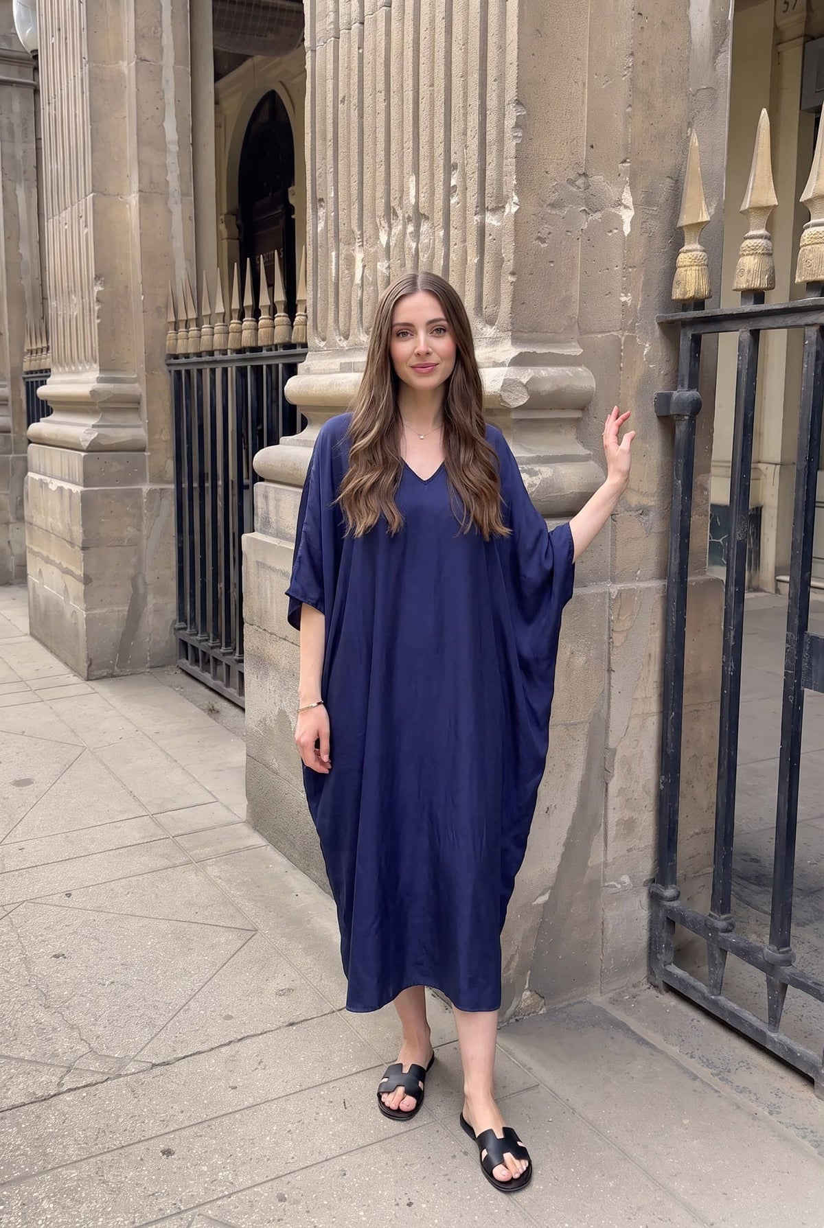 Oversized jurk van viscose en zijde