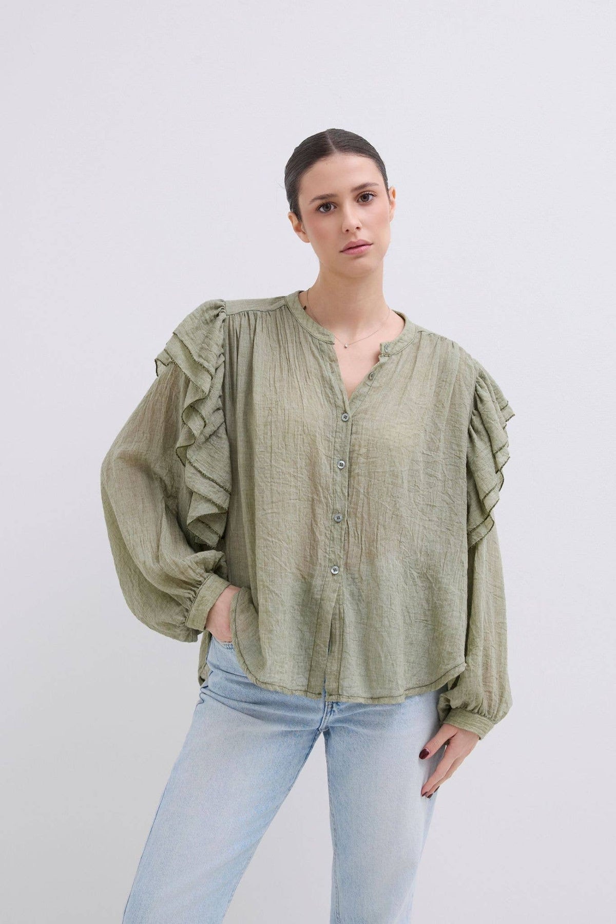 Haut Manche Longue Oversize En Coton